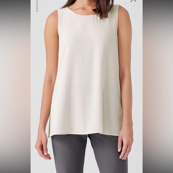 EILEEN FISHER Silk Georgette Crepe Ballet Neck Tank Size SEE MEASUREMENTS - Picture 1 of 9
